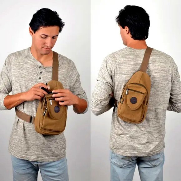 Brown Canvas Sling Bag